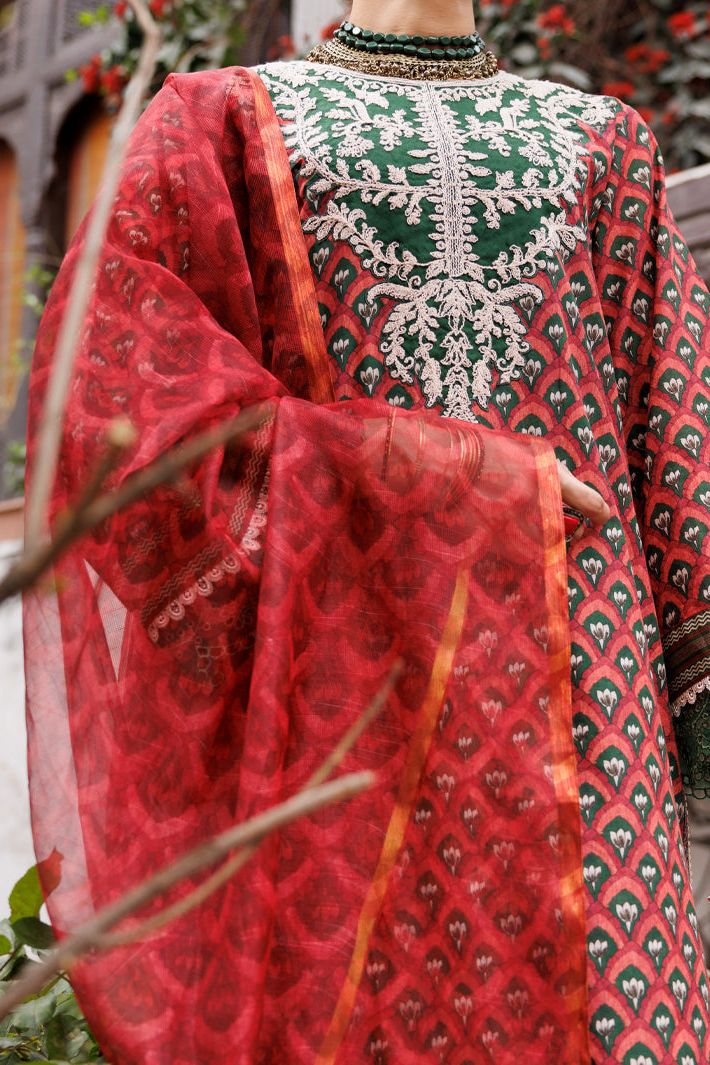 Lawn Maroon Stitched Suit - Almirah