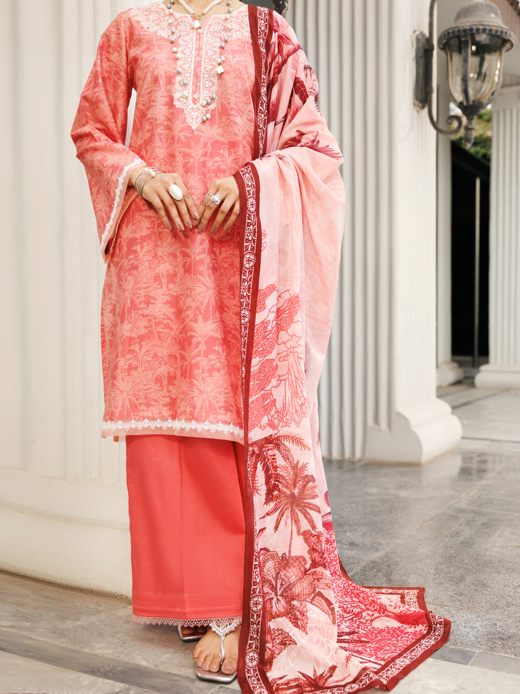 Lawn Light Pink Unstitched Suit - Almirah