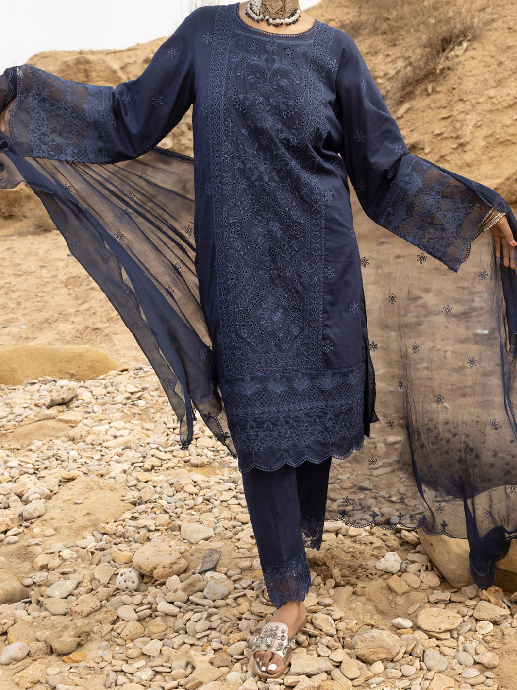 Lawn Blue Unstitched Suit - Almirah