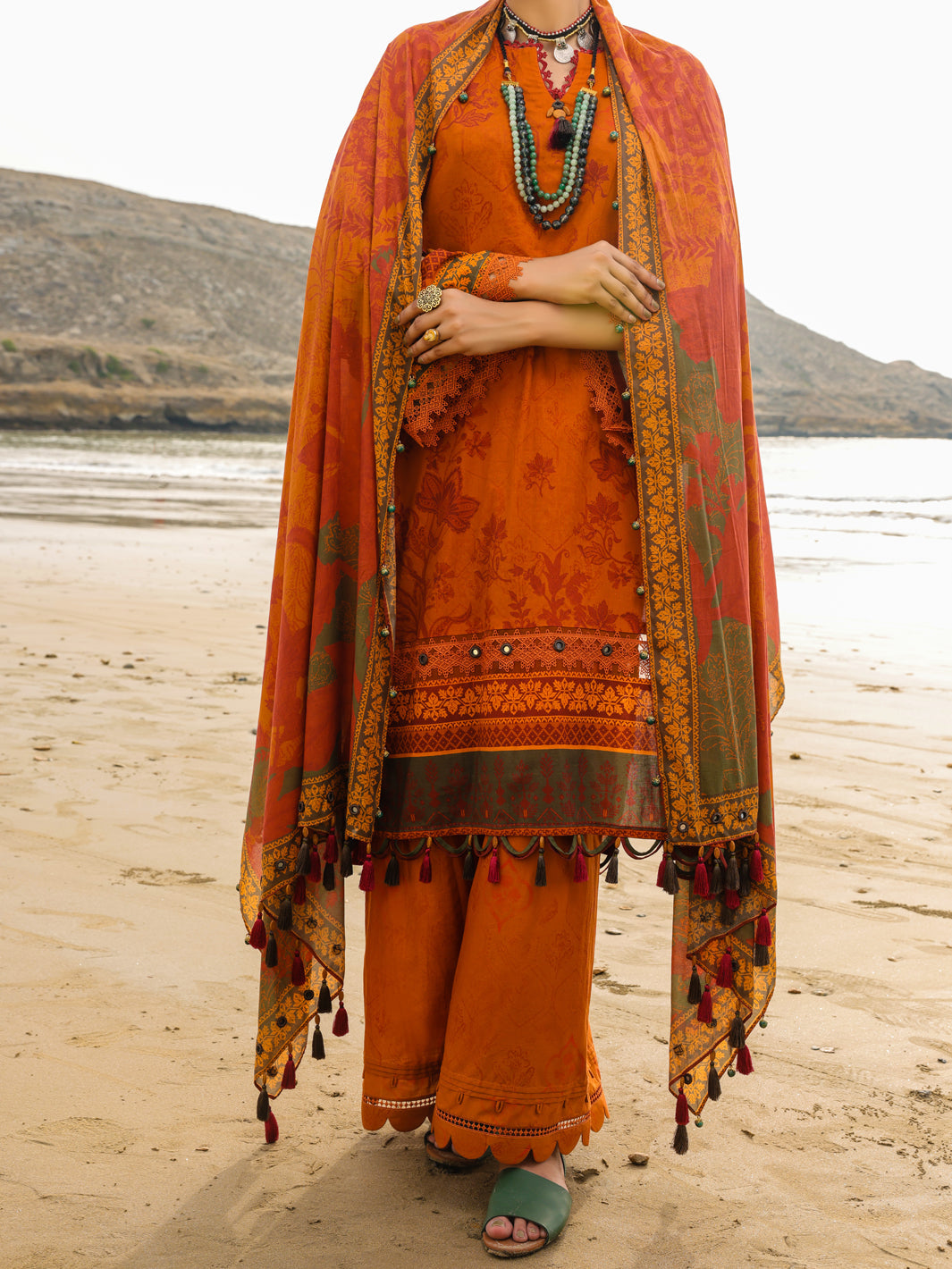 Lawn Mustard Unstitched Suit - Almirah