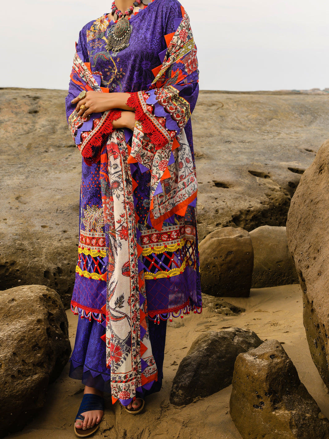 Lawn Purple Unstitched Suit - Almirah