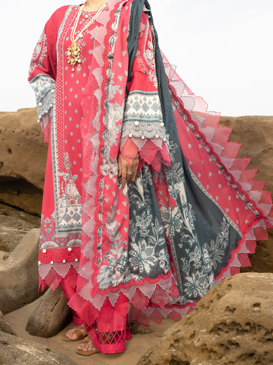 Lawn Pink Unstitched Suit - Almirah