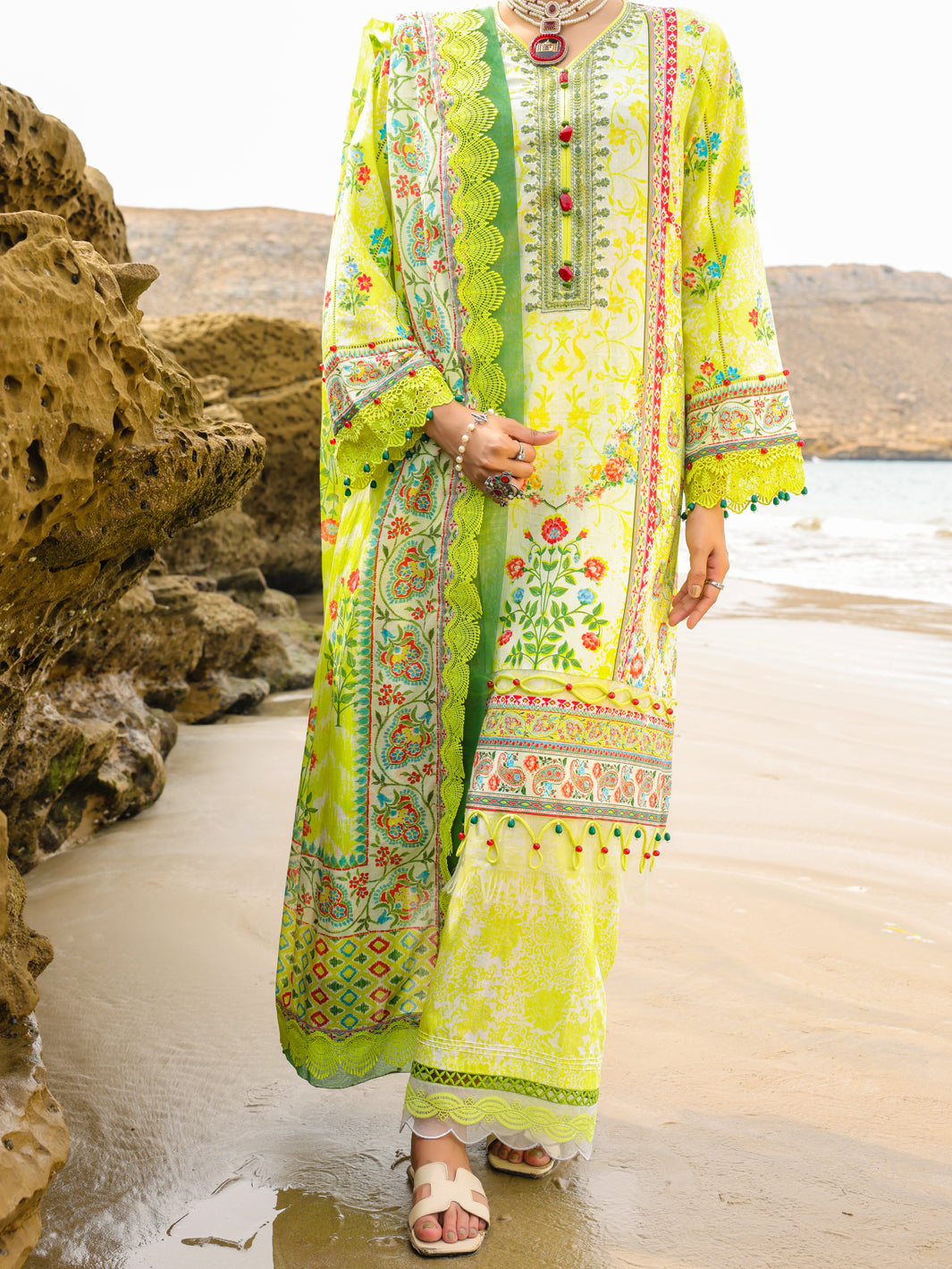 Lawn Lemon Unstitched Suit - Almirah
