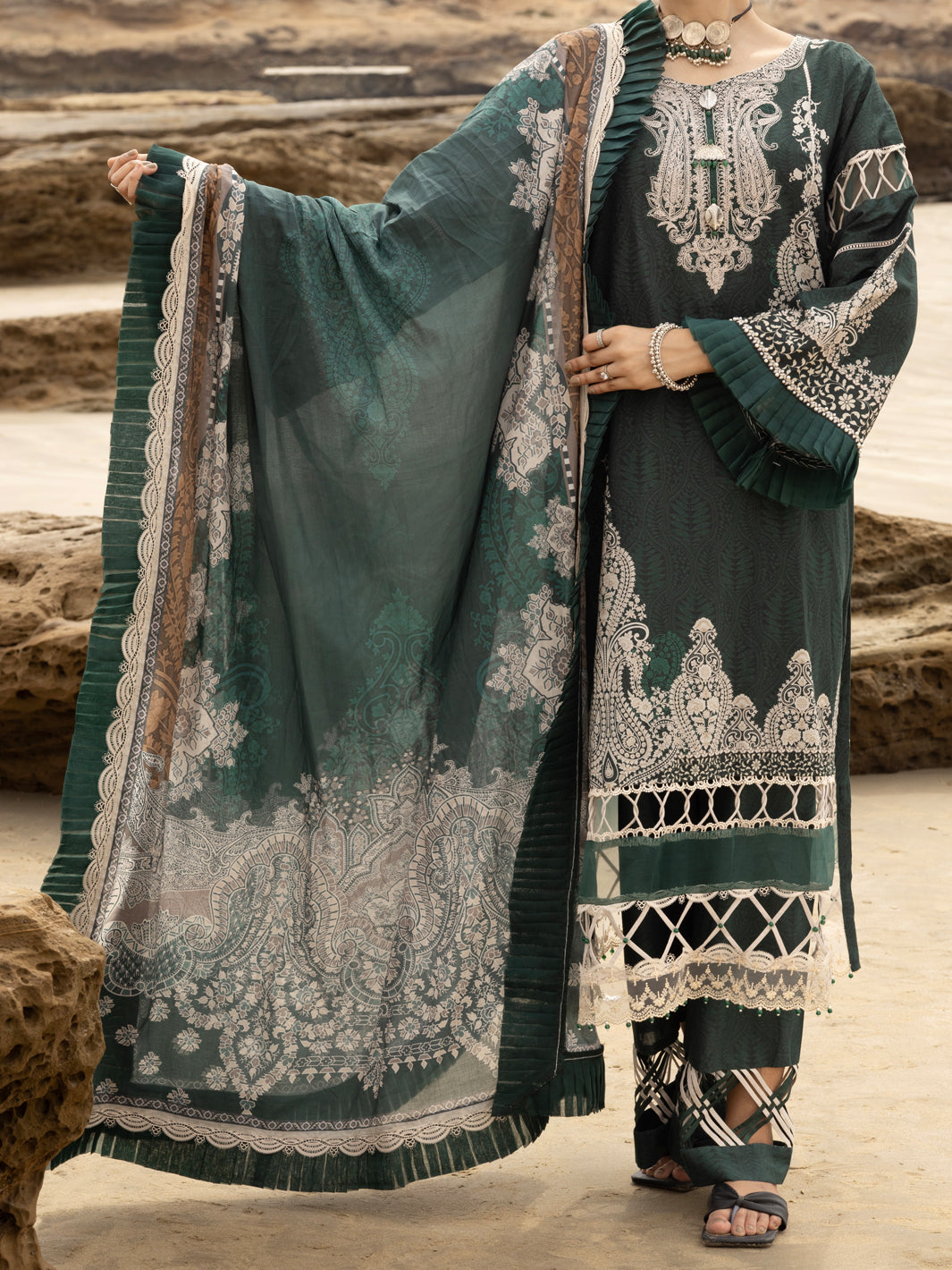 Lawn Green Unstitched Suit - Almirah