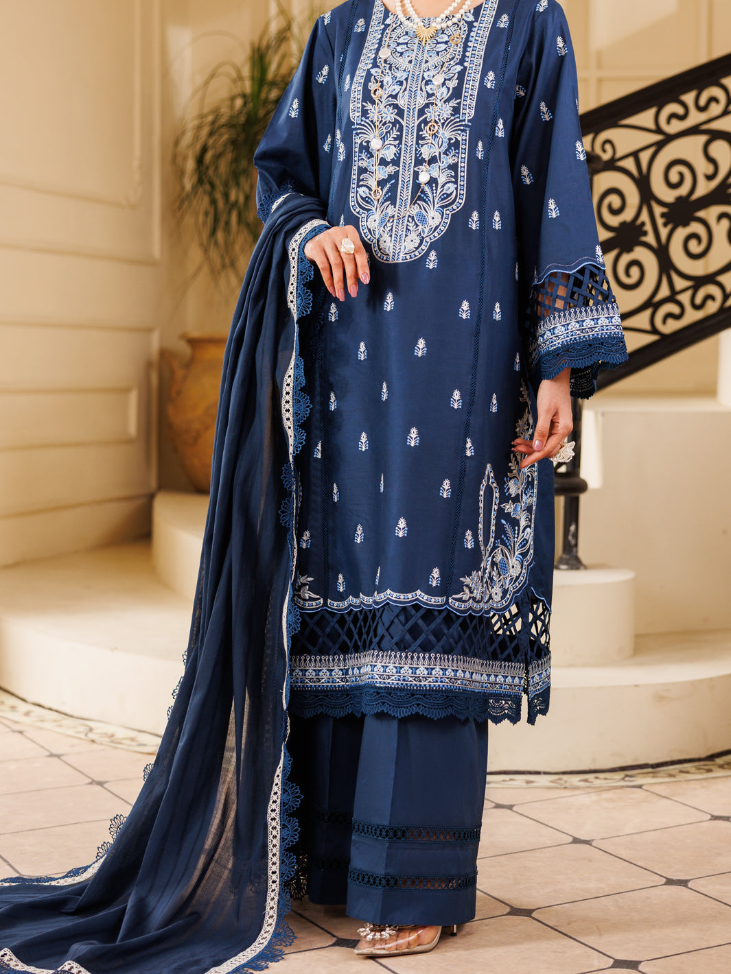 Lawn Blue Unstitched Suit - Almirah