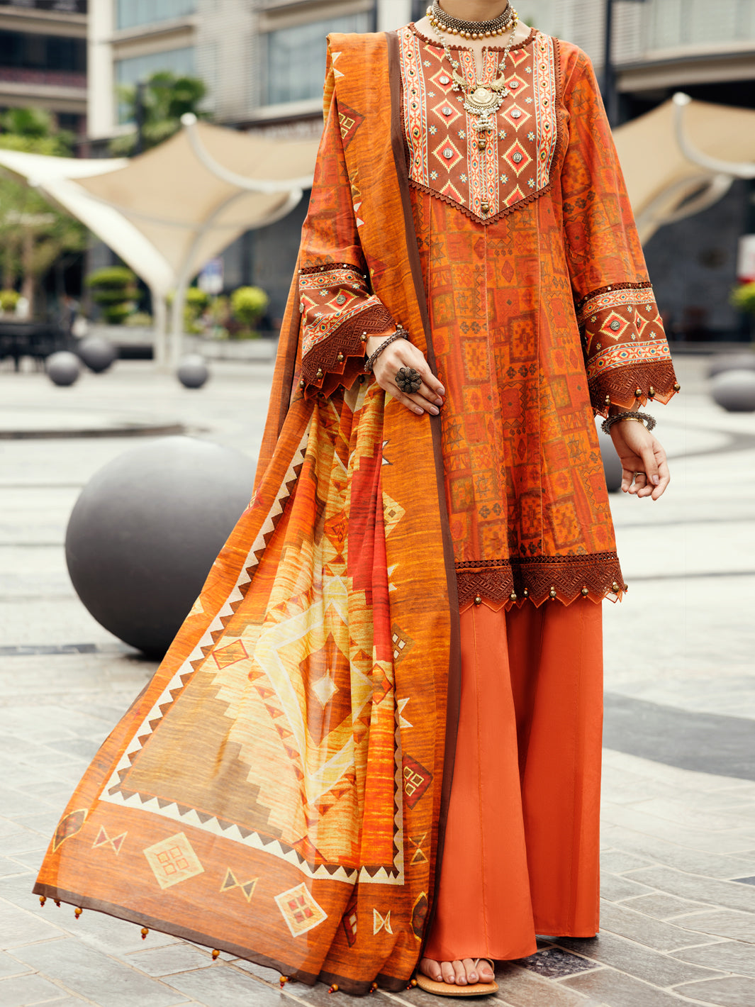 Lawn Mustard Unstitched Suit - Almirah