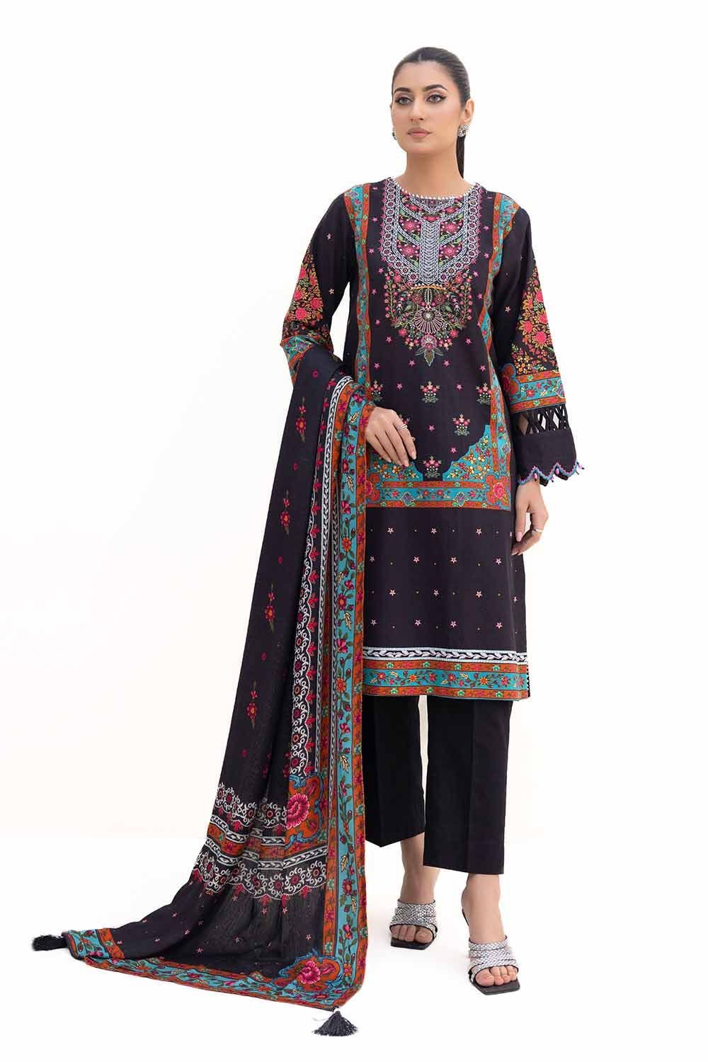 Acrylic Black Unstitched Suit - Gul Ahmed