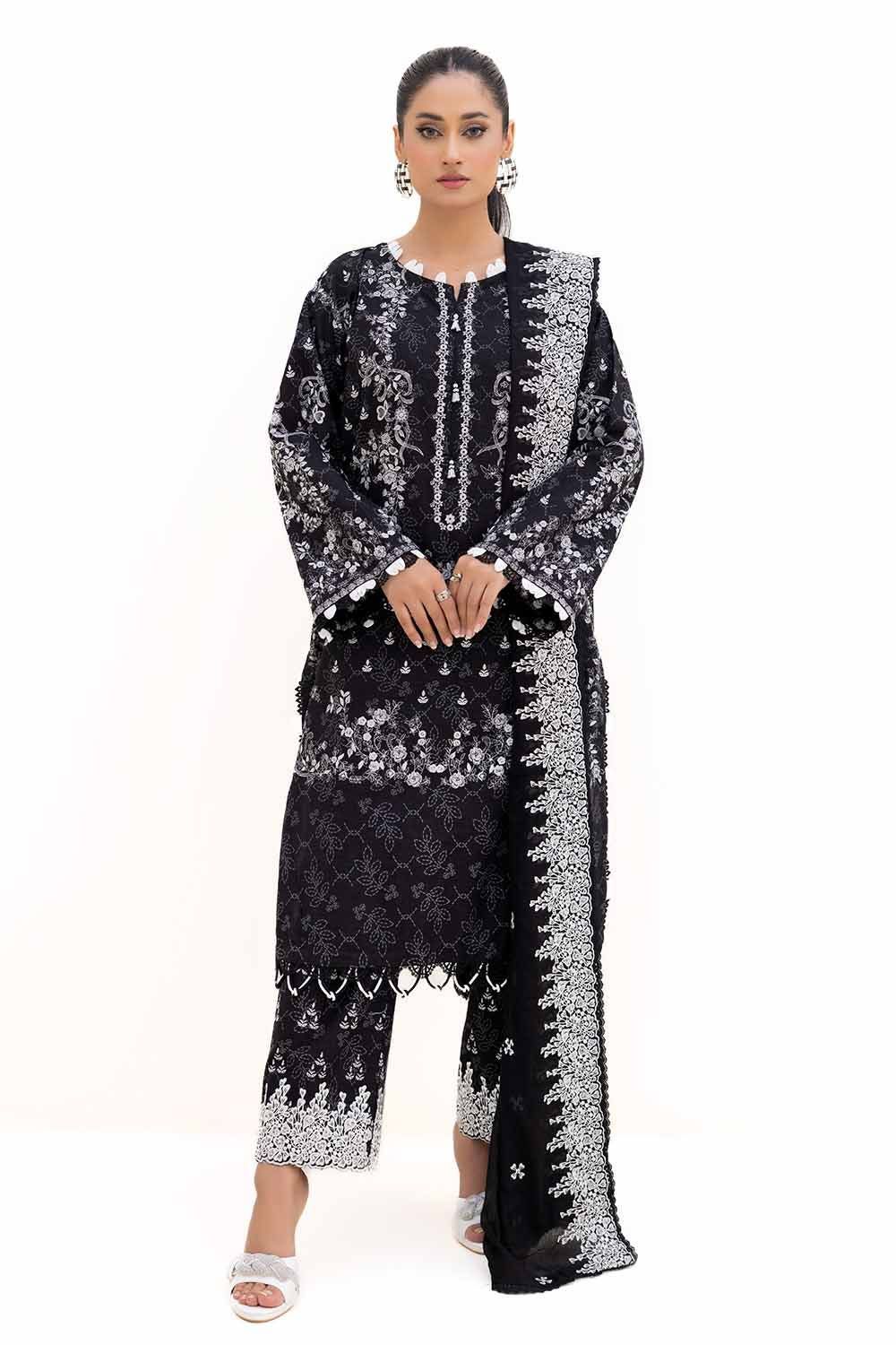 Khaddar Black Unstitched Suit - Gul Ahmed