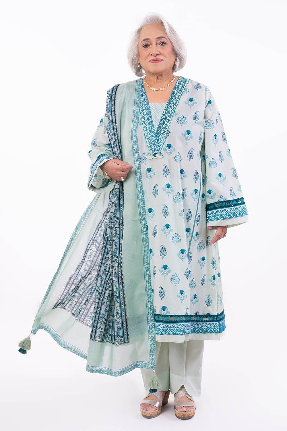 Printed Lawn Light Green Unstitched Suit - Gul Ahmed