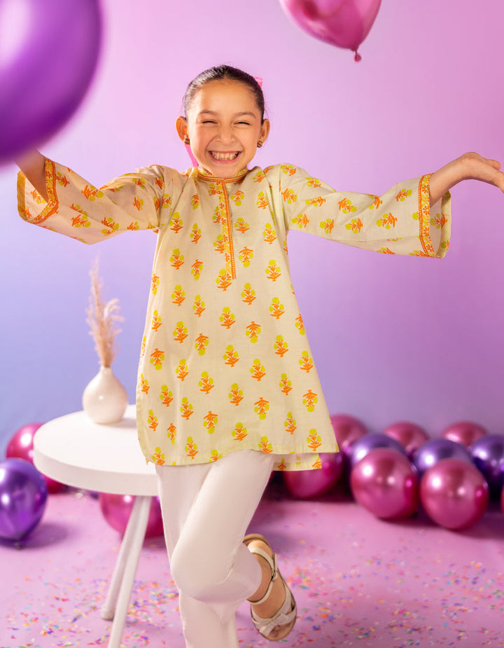 Lawn Yellow Kurti - J. Junaid Jamshed