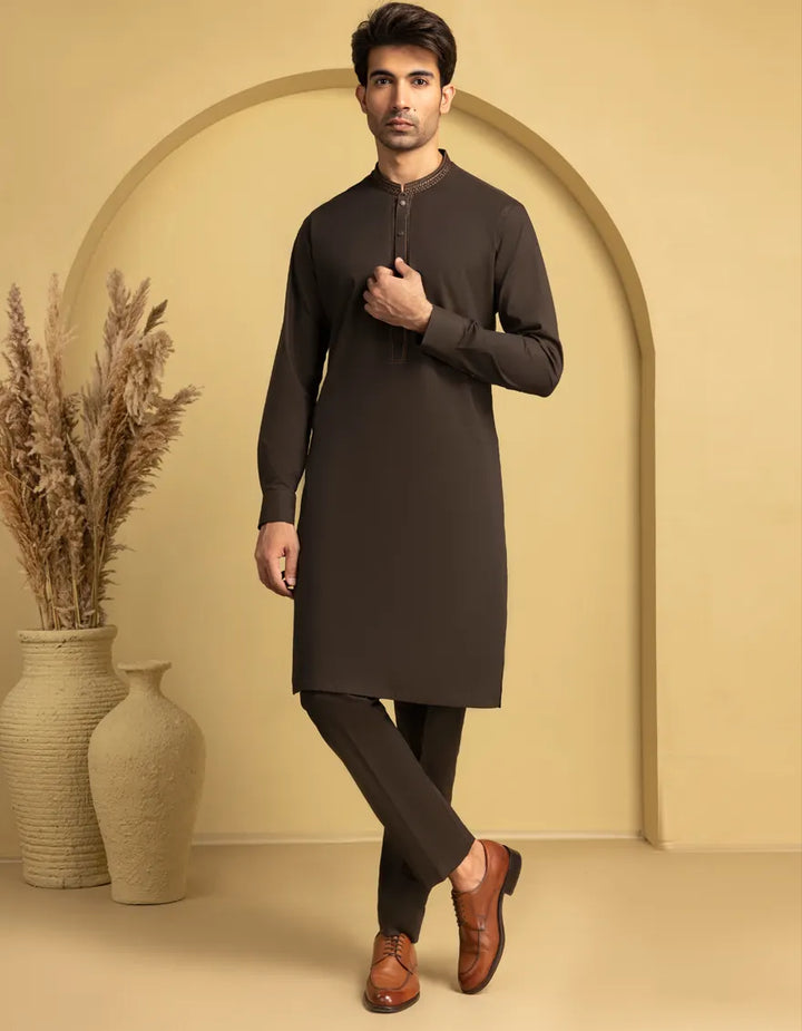 Cotton Dark Green Kurta Trouser - J. Junaid Jamshed