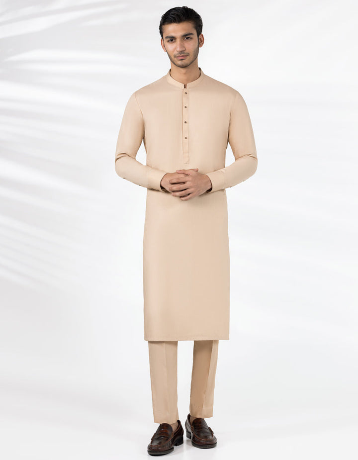 Blended Fawn Kurta Trouser - J. Junaid Jamshed