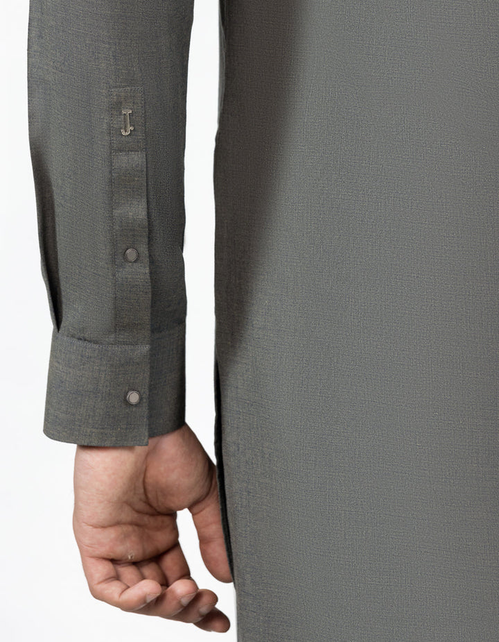 Blended Mud Green Kurta Trouser - J. Junaid Jamshed