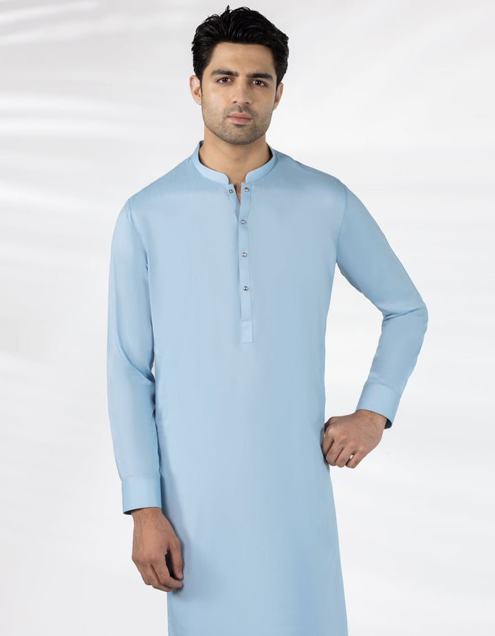 Blended Sky Blue Kurta Trouser - J. Junaid Jamshed