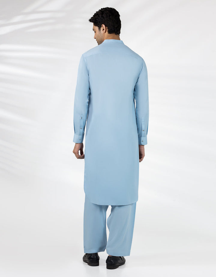 Blended Sky Blue Kurta Trouser - J. Junaid Jamshed