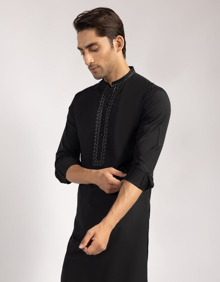 Blended Black Kurta Trouser - J. Junaid Jamshed