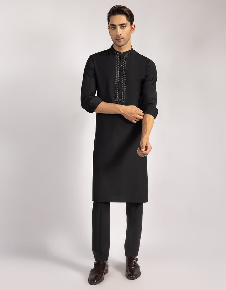 Blended Black Kurta Trouser - J. Junaid Jamshed
