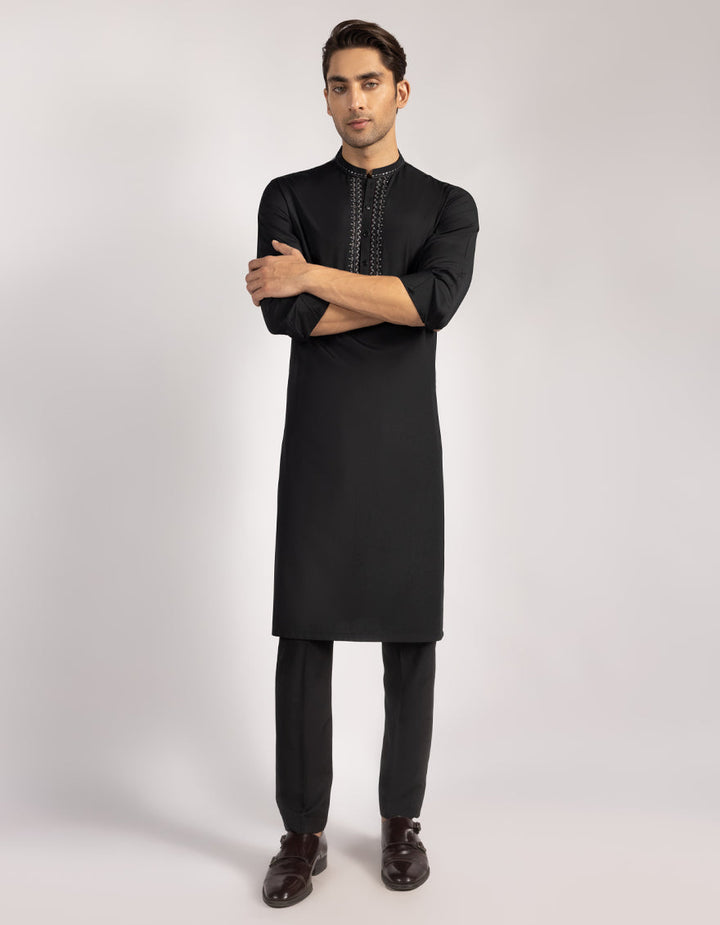 Blended Black Kurta Trouser - J. Junaid Jamshed