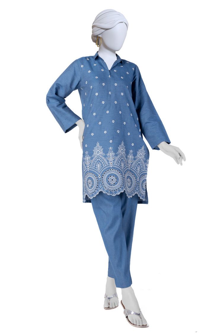 Denim Blue Kurti - J. Junaid Jamshed