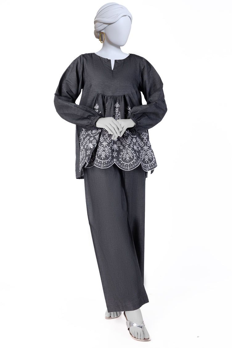 Denim Grey Kurti - J. Junaid Jamshed