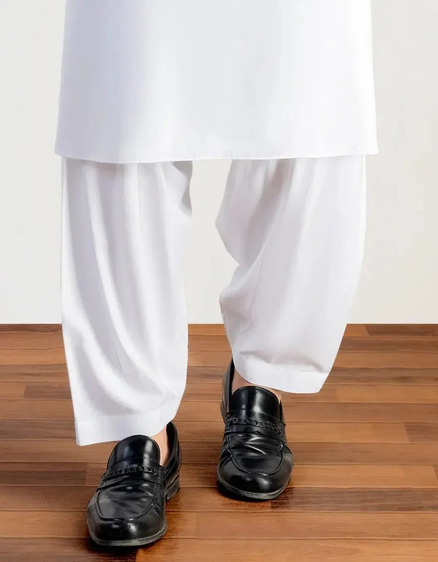 Blended Off White Shalwar - J. Junaid Jamshed