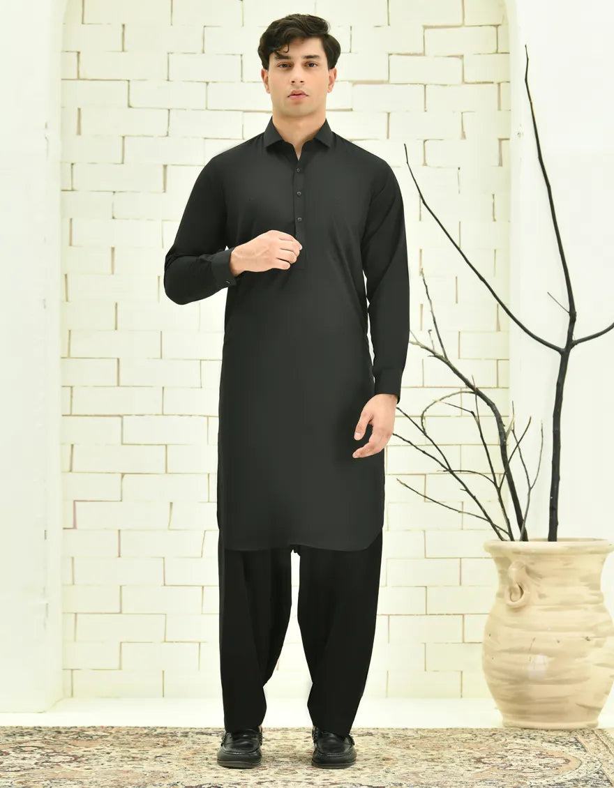 Junaid Jamshed Navy Blue Blended Kameez Shalwar | Jtks-A-40198 main image 0