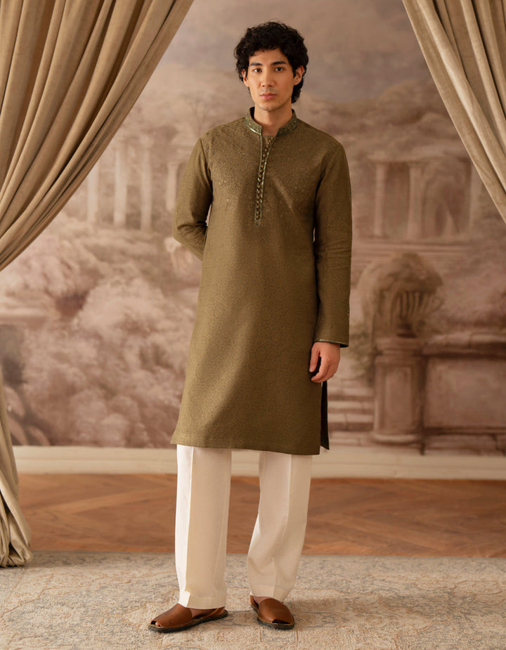 Blended Green Special Kurta - J. Junaid Jamshed