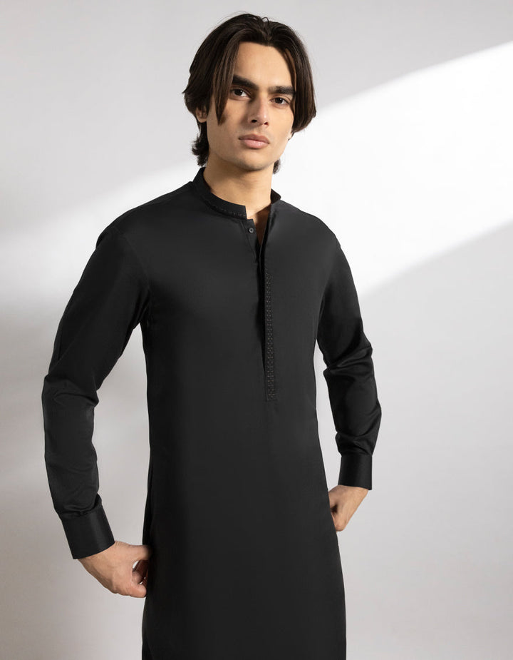 Blended Black Kurta Trouser - J. Junaid Jamshed