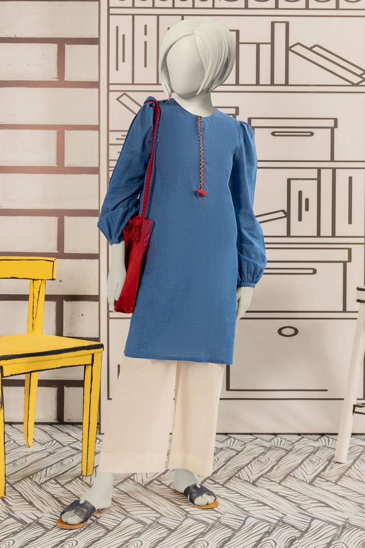 Textured Blue Kurti - J. Junaid Jamshed
