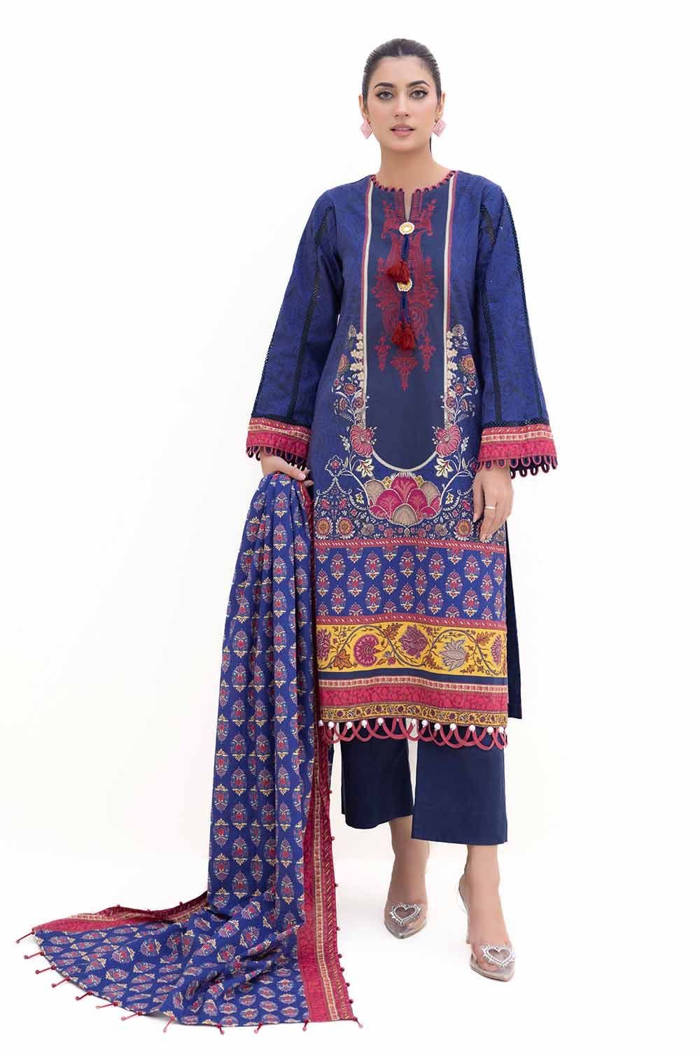 Khaddar Blue Unstitched Suit - Gul Ahmed