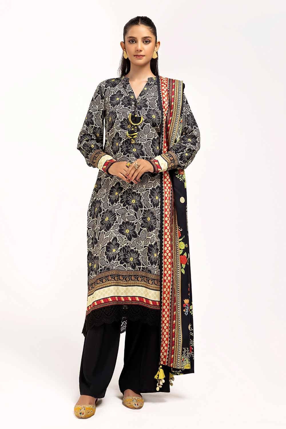 Linen Black Unstitched Suit - Gul Ahmed