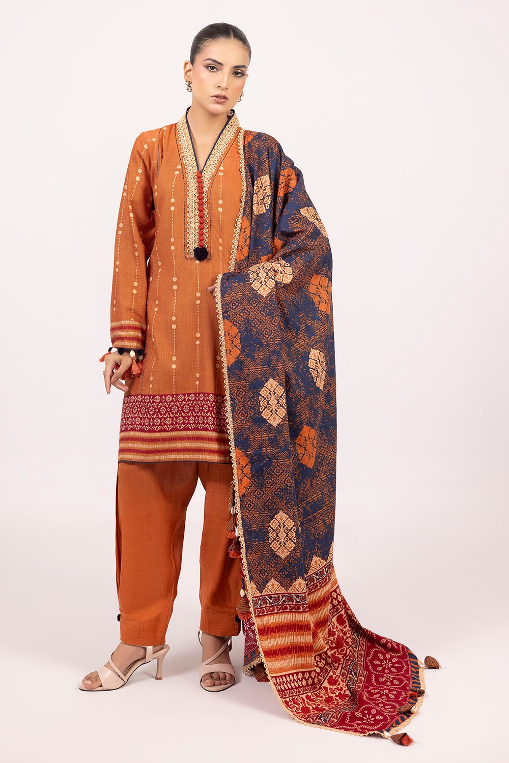 Khaddar Light Brown Unstitched Suit - Gul Ahmed