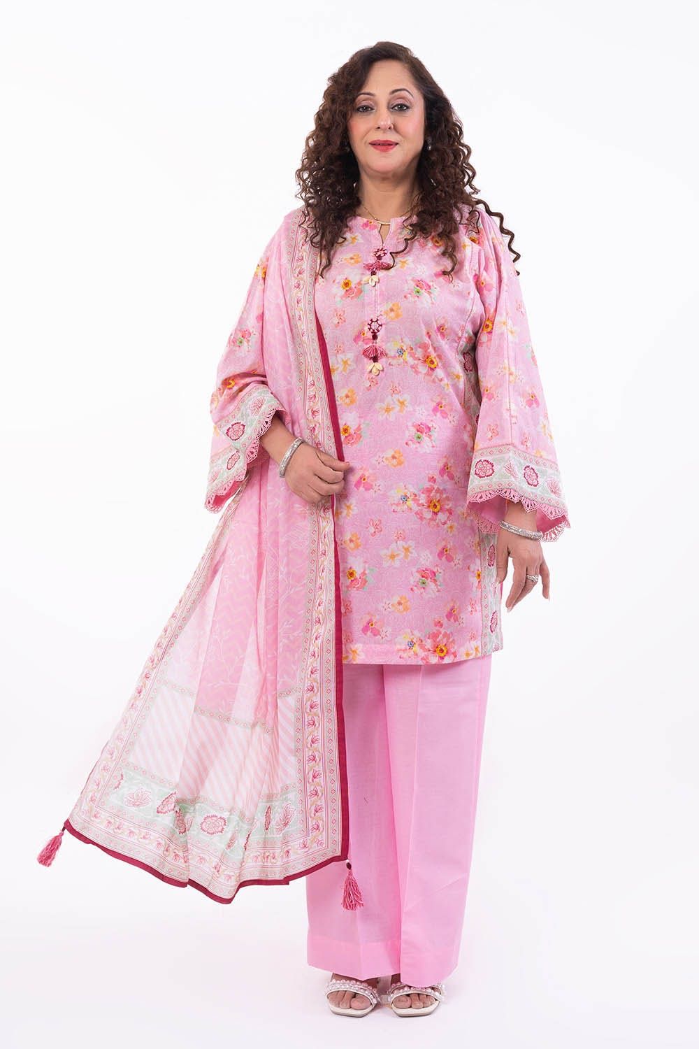 Printed Lawn Baby Pink Unstitched Suit - Gul Ahmed