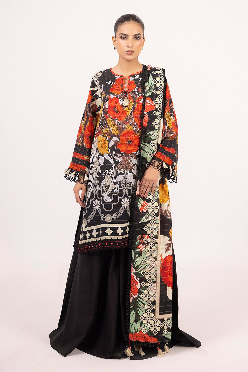 Khaddar Black Unstitched Suit - Gul Ahmed