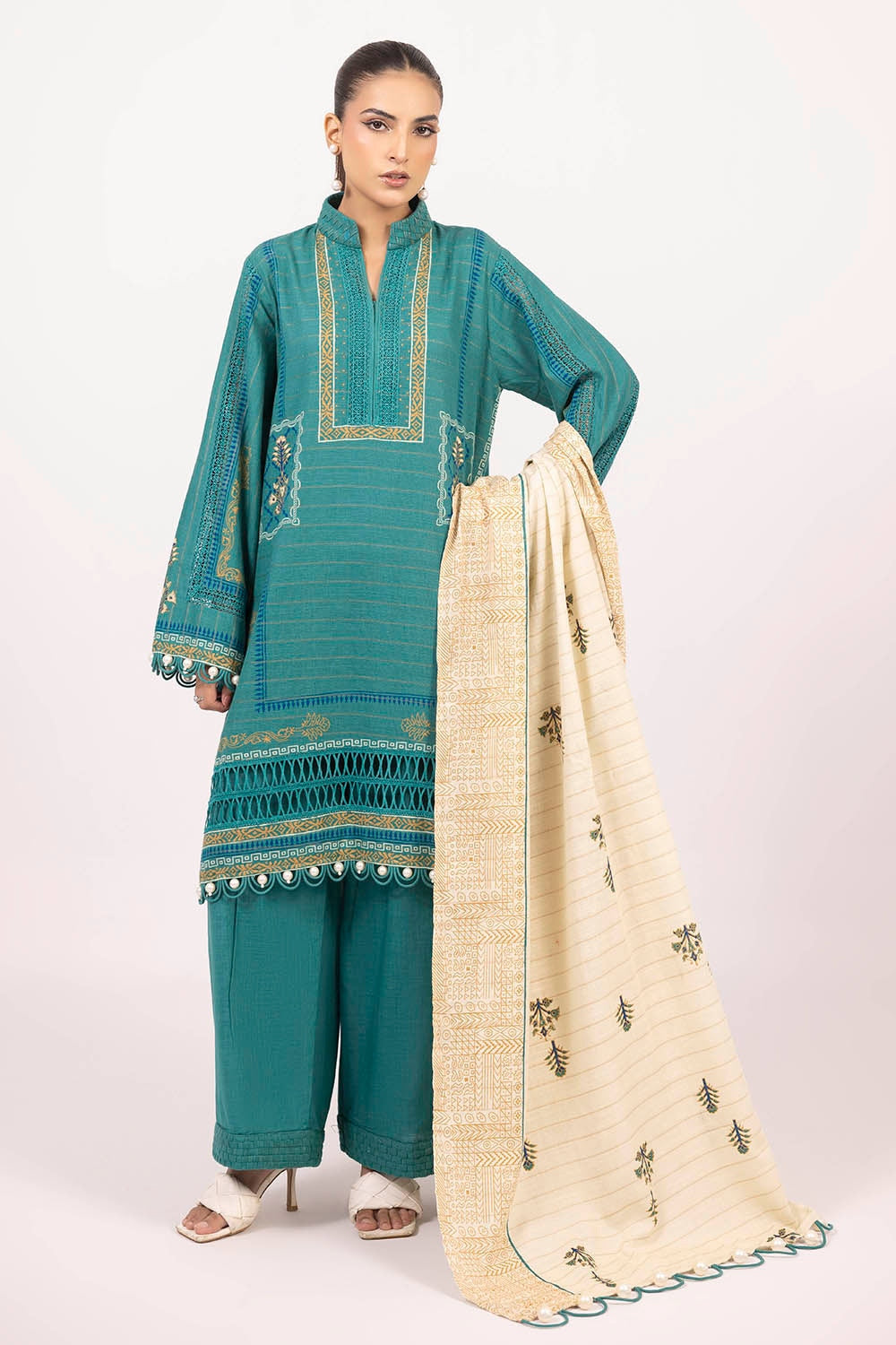 Khaddar Sea Green Unstitched Suit - Gul Ahmed