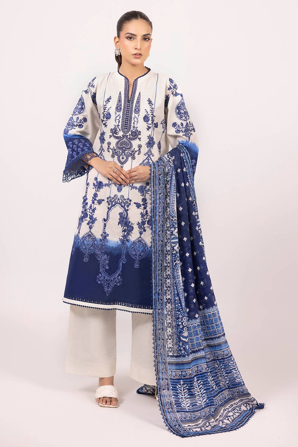 Khaddar Blue Unstitched Suit - Gul Ahmed