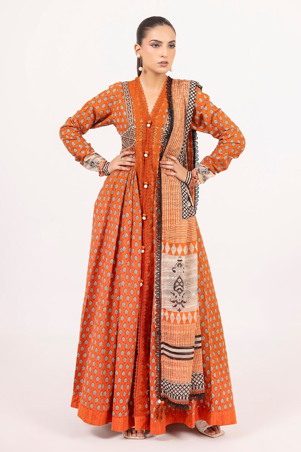 Khaddar Caramel Brown Unstitched Suit - Gul Ahmed