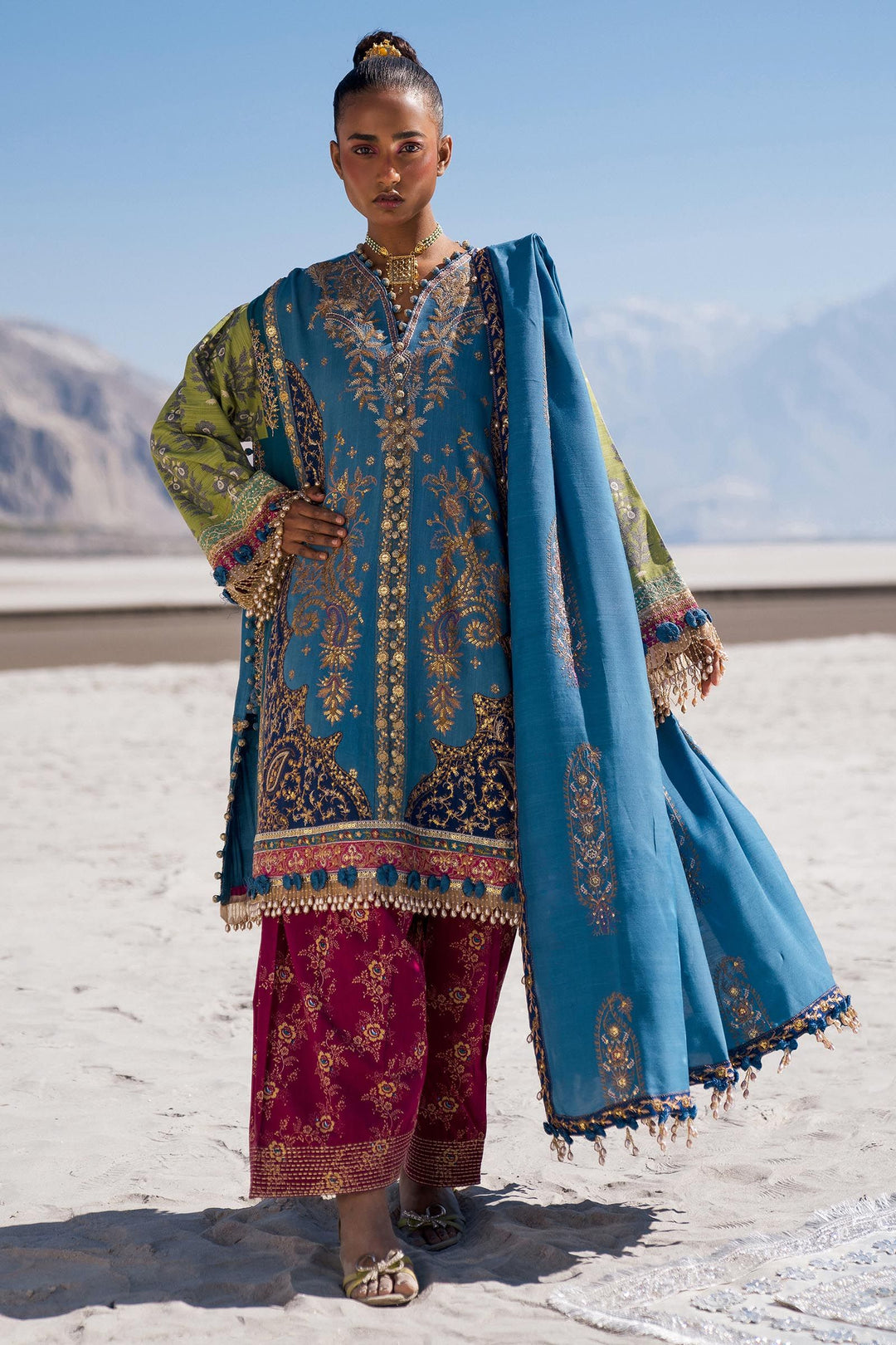 Raw Silk Blue Sana Safinaz Winter Unstitched