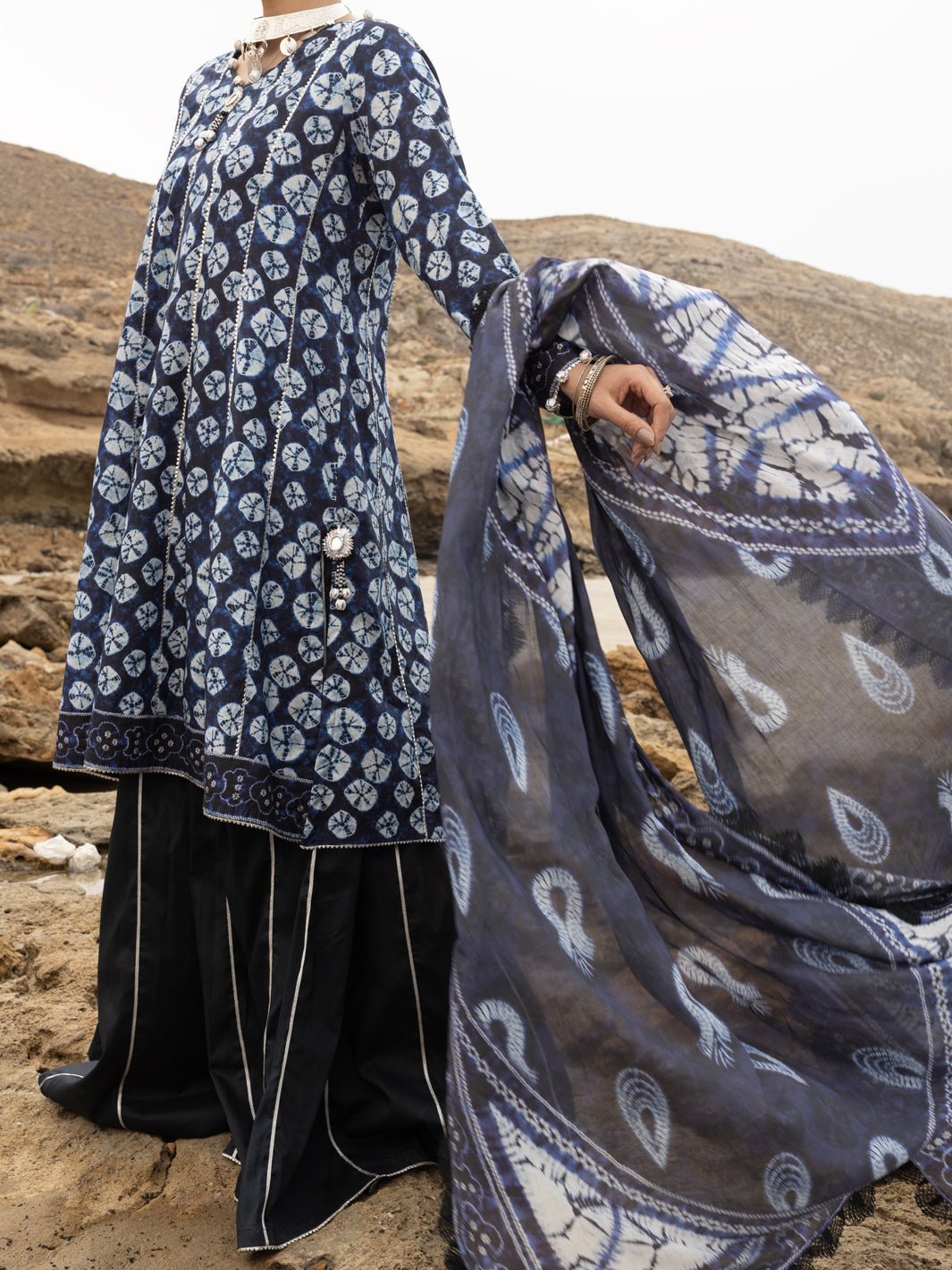 Lawn Blue Unstitched Suit - Almirah