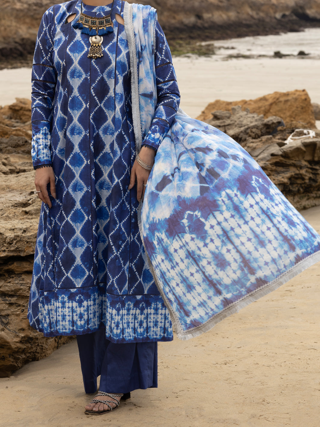 Lawn Blue Unstitched Suit - Almirah