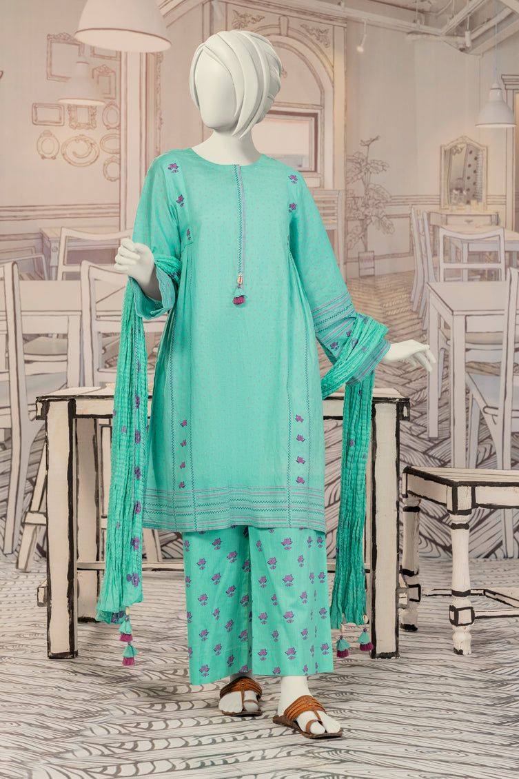 Cambric Turquoise Stitched Suit - J. Junaid Jamshed