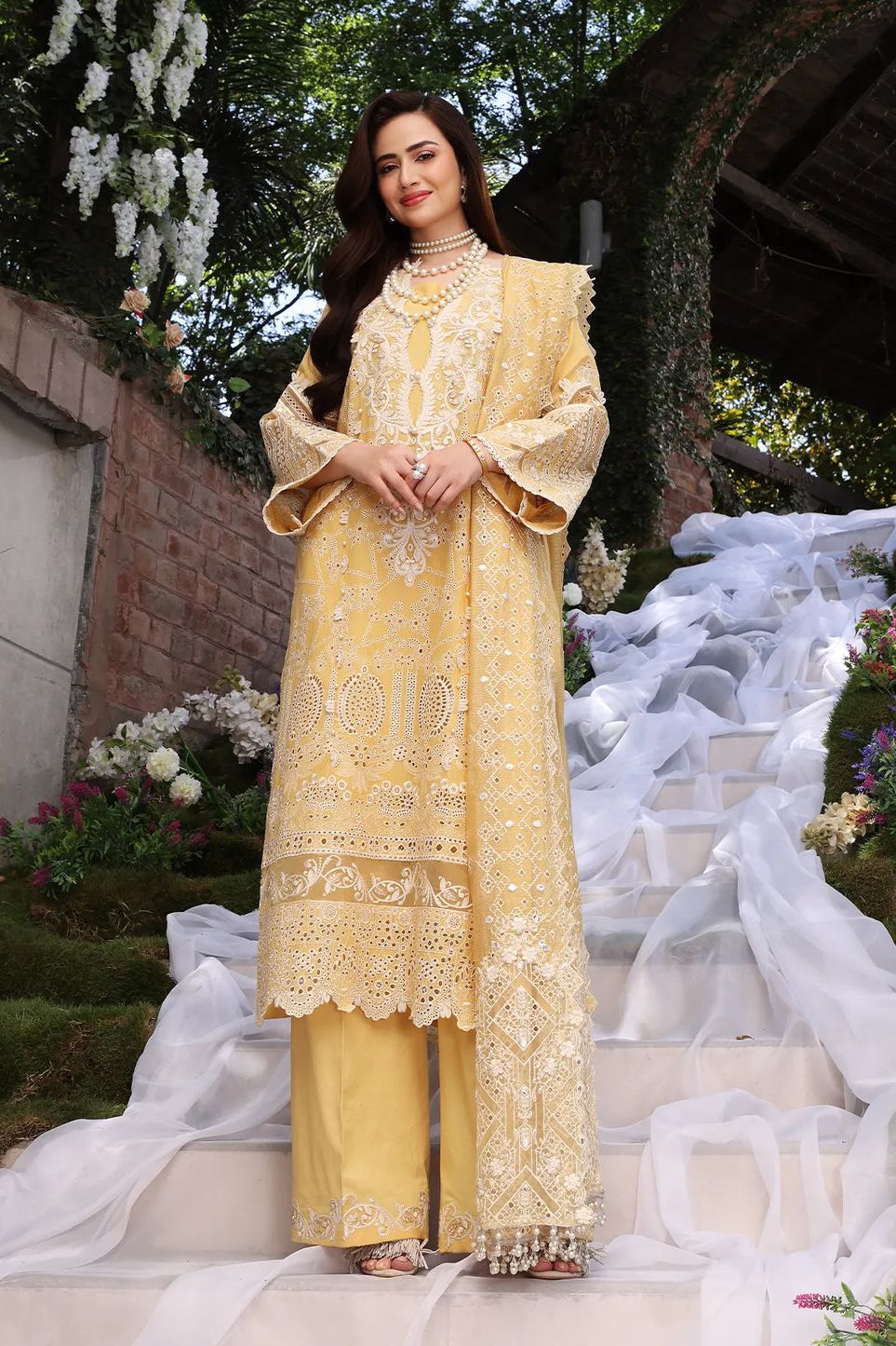 Belle 3 Piece Suit - Elaf Chikankari Collection