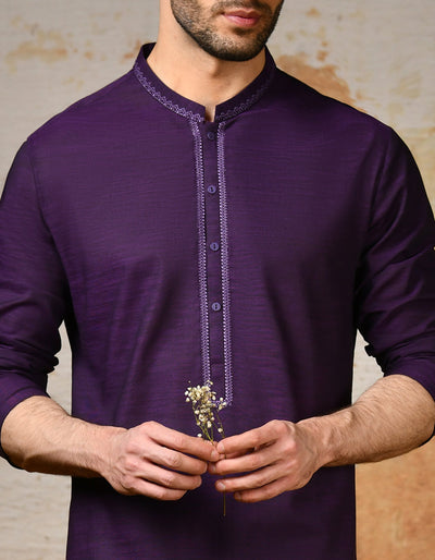 Cotton Purple Kurta - J. Junaid Jamshed