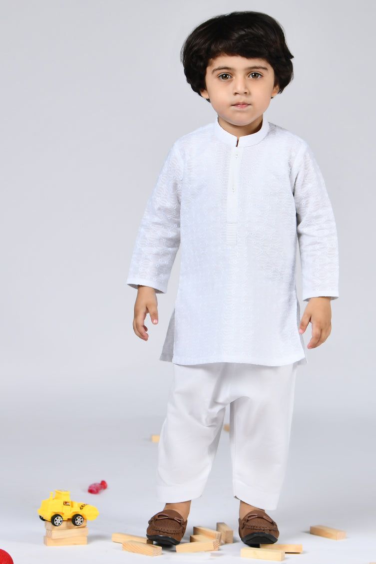 White Kurta Pyjama J. Junaid Jamshed Infants Janan