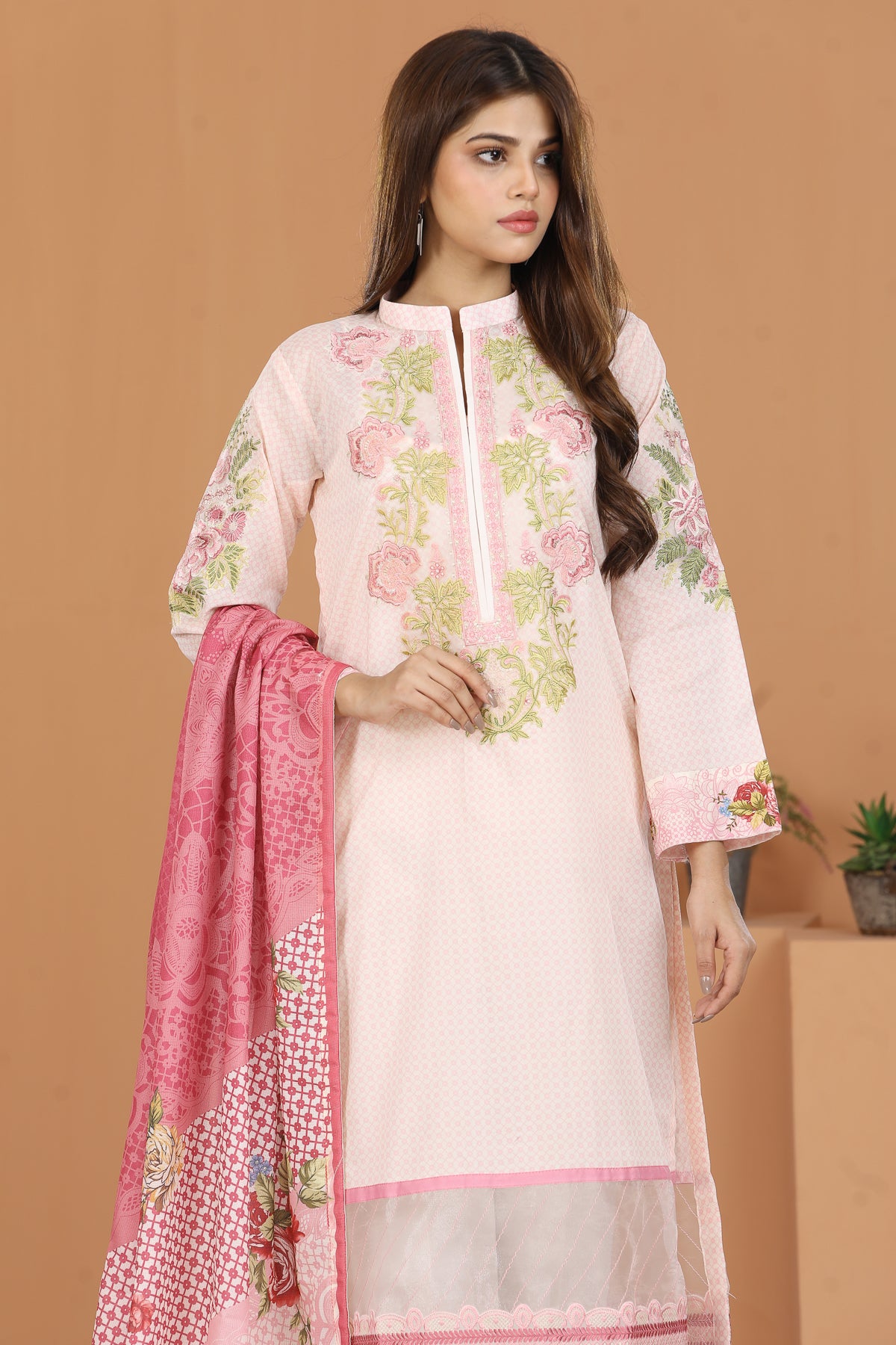 Lawn Pink 3 Piece Suit - Nishat Linen