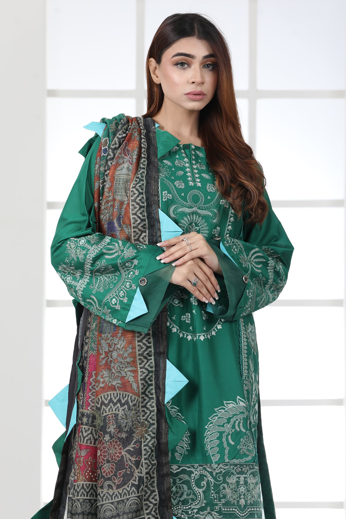Lawn Green 3 Piece Suit - Ethnic