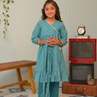 Cotton Jacquard Ferozi Stitched Suit - Senorita