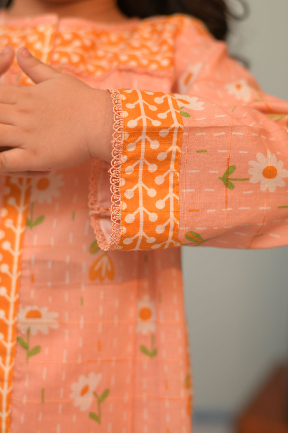 Cotton Dobby Self Peach Stitched Suit - Senorita