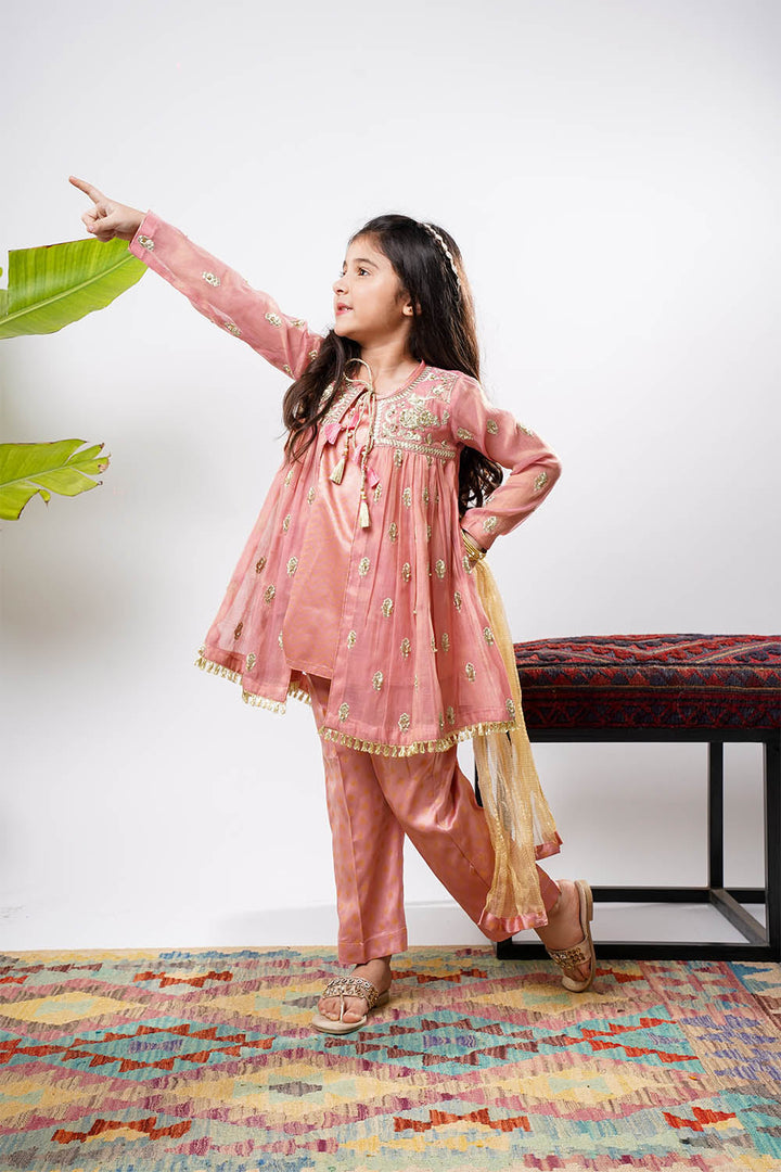 Banarsi Masuri Tea Pink & Gold Stitched Suit - Senorita