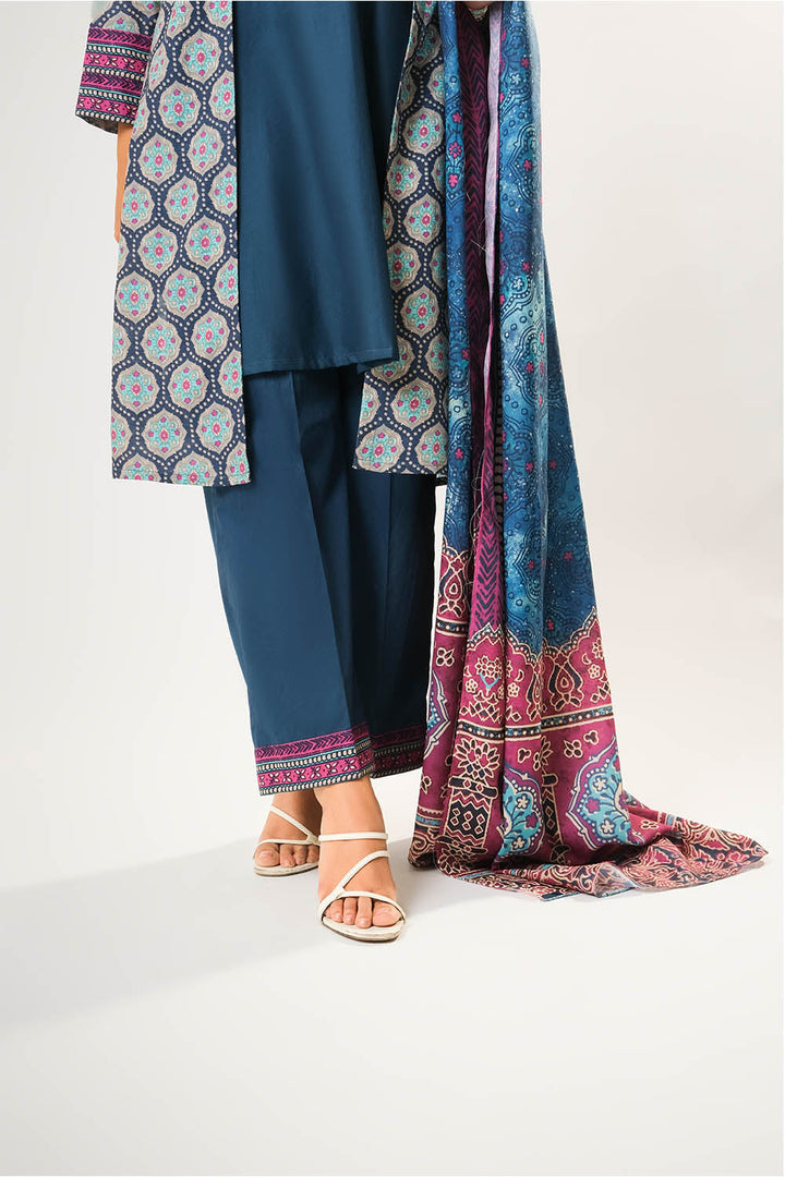 Cotton Khaddar Printed Blue Stitched Suit - Senorita